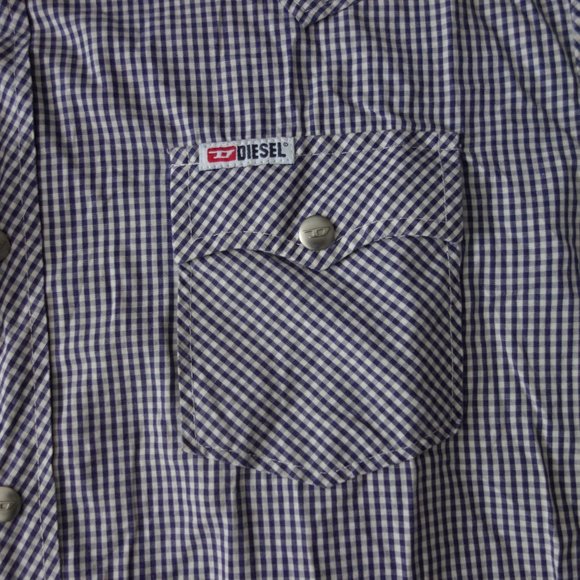 Diesel Checkered Short Sleeve Snap-In Button Down Size S - Picture 4 of 14
